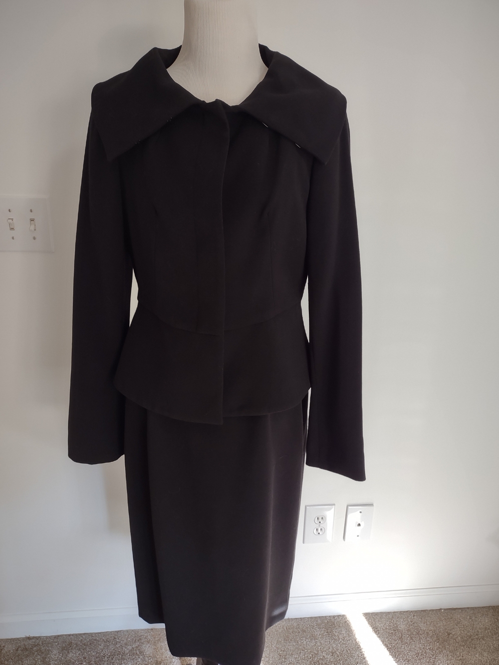 Women's Black Peplum Dress Jacket and skirt - Classic Elegant Suit